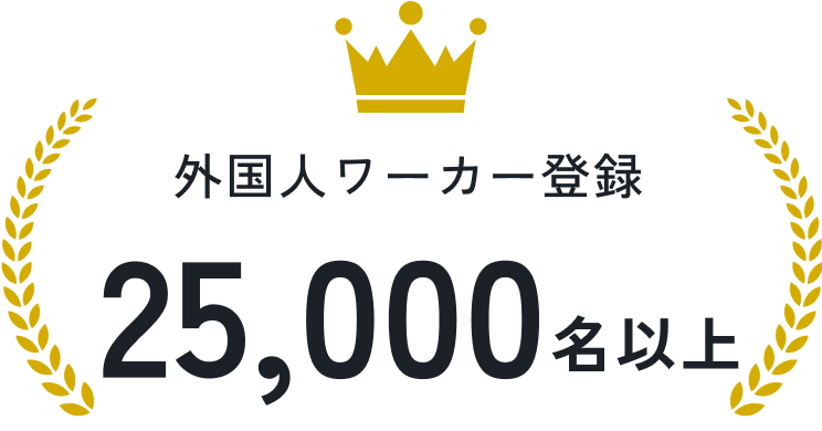 外国人ワーカー登録 25,000名以上